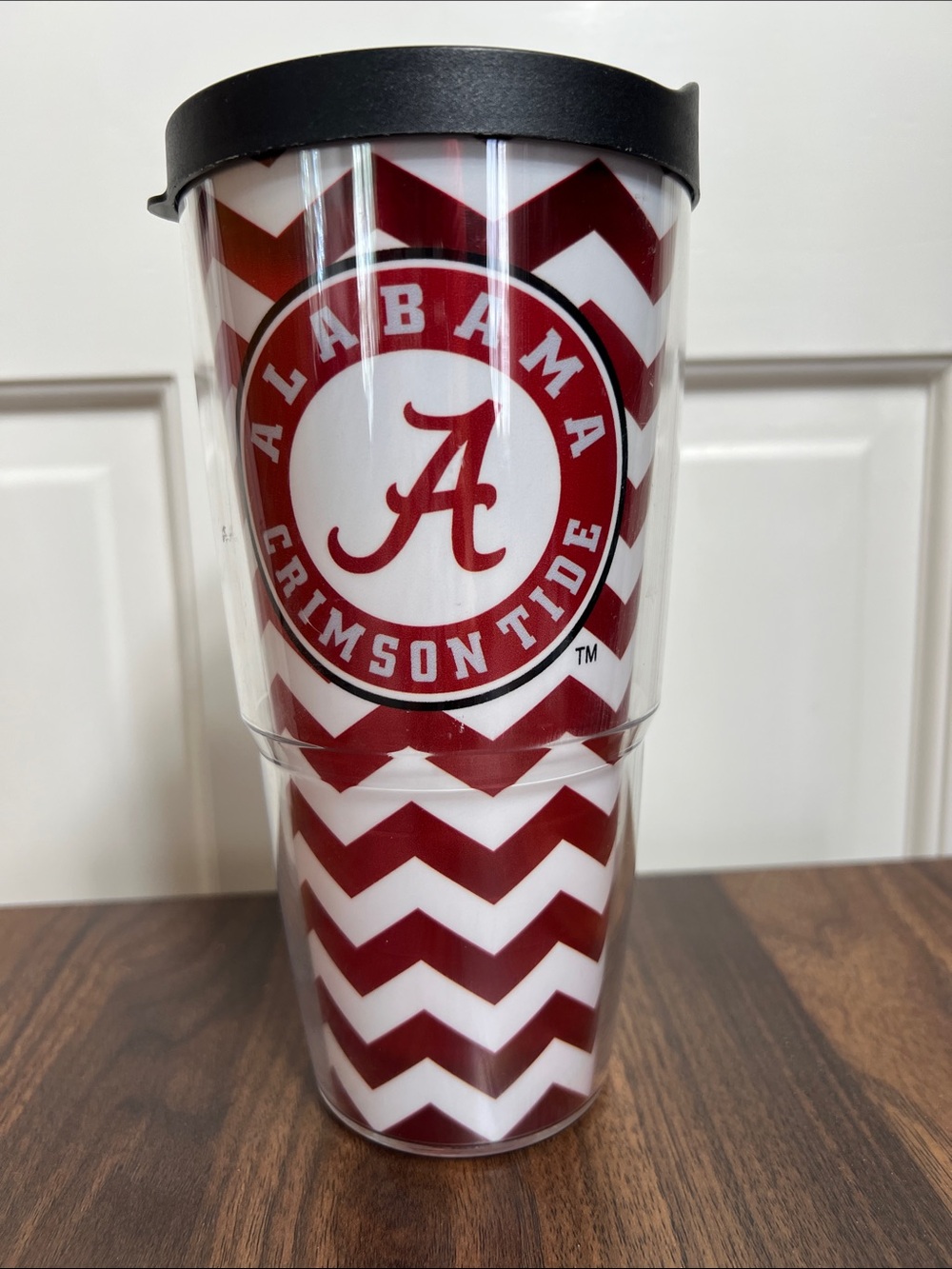 Alabama Crimson Tide Tervis Chevron Travel Tumbler Crimson, White, Black Lid